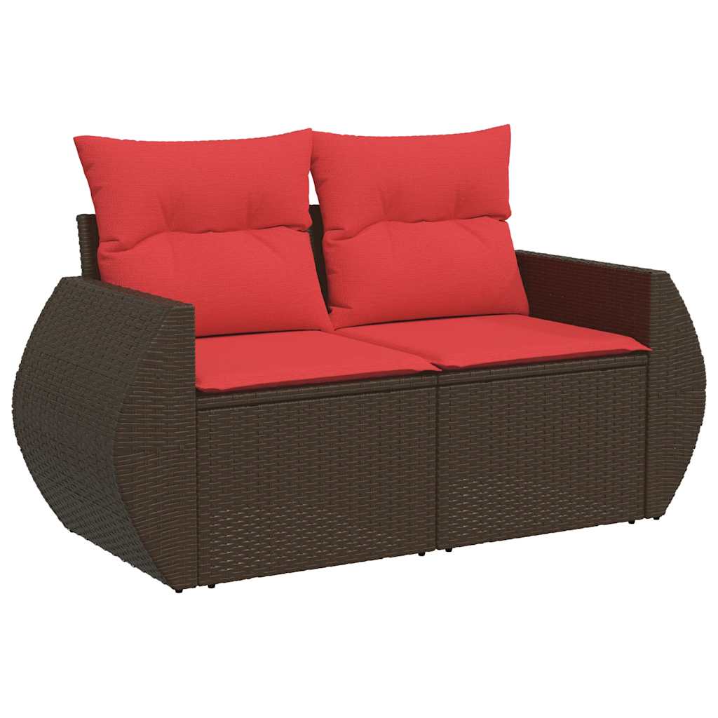 Set Divano da Giardino 6 pz con Cuscini Marrone in Polyrattan