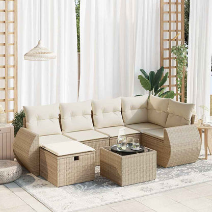 Set Divani da Giardino 7 pz con Cuscini in Polyrattan