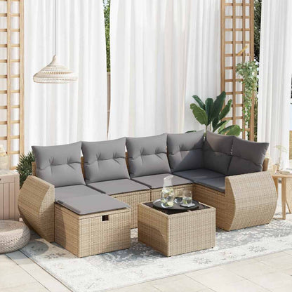 Set Divani da Giardino 7 pz con Cuscini in Polyrattan