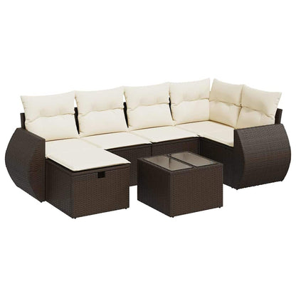 Set Divani da Giardino 7 pz con Cuscini Marrone in Polyrattan - homemem39