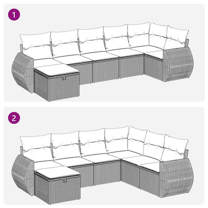 Set Divani da Giardino con Cuscini 7pz Nero Polyrattan | homemem39