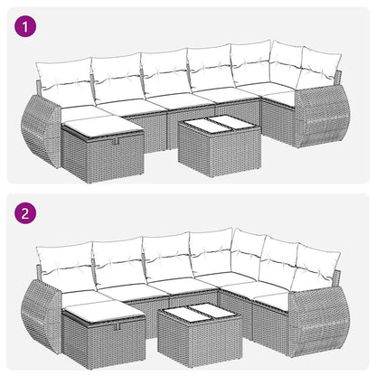 Set Divani da Giardino con Cuscini 8 pz Nero in Polyrattan | homemem39