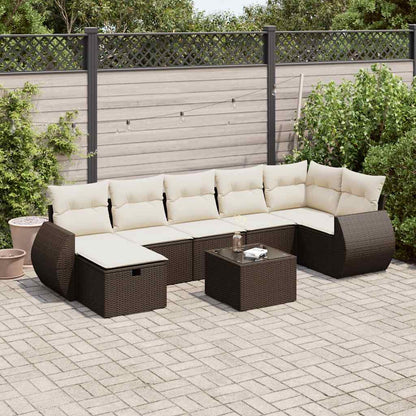 Set Divani da Giardino 8 pz con Cuscini Marrone in Polyrattan - homemem39