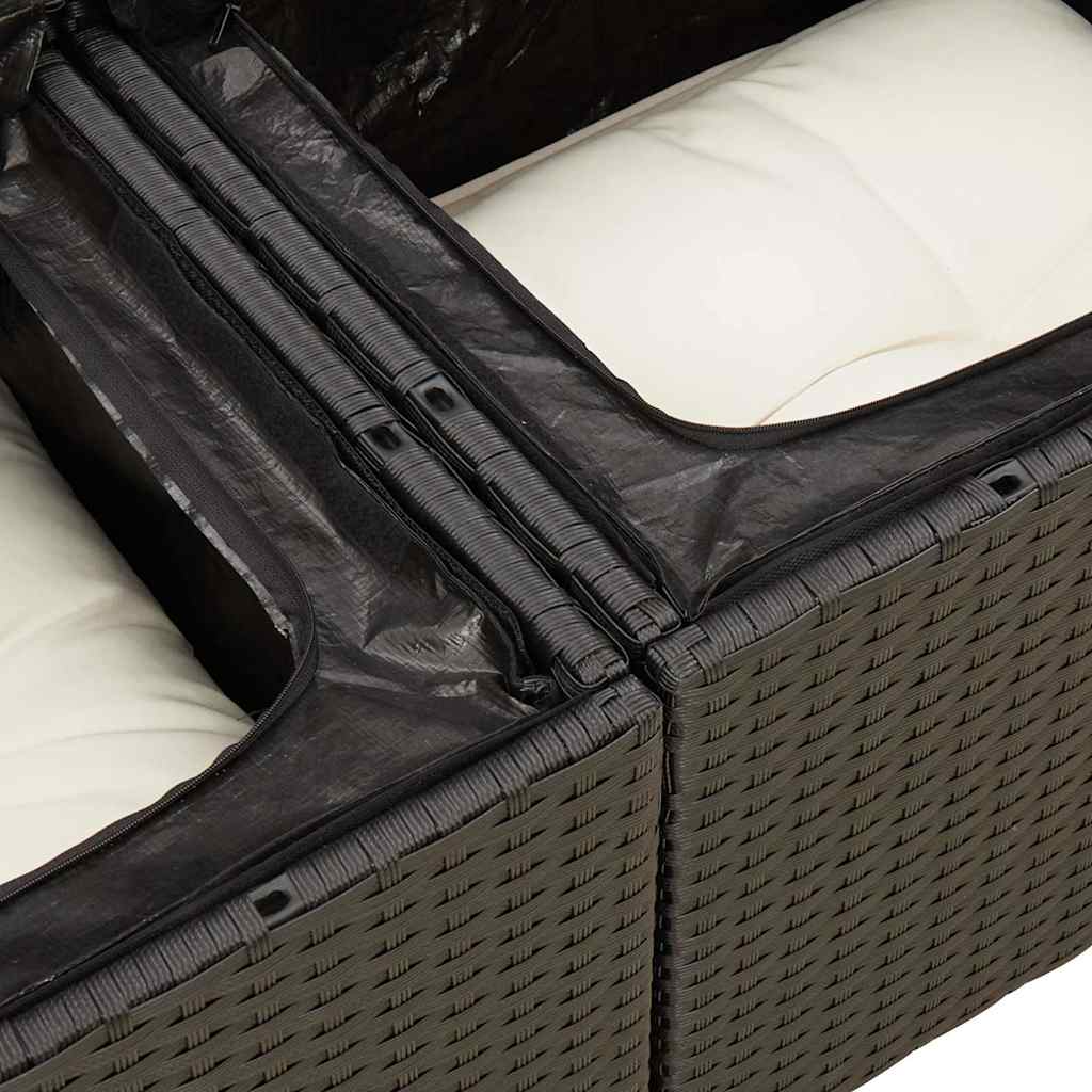 Set Divano da Giardino 6 pz con Cuscini Nero in Polyrattan | homemem39