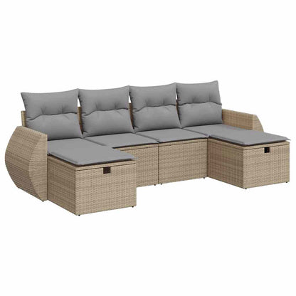 Set Divano da Giardino 6 pz con Cuscini Beige in Polyrattan - homemem39