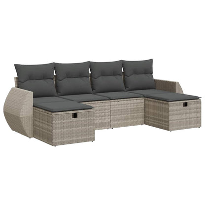 Set Divano da Giardino 6pz con Cuscini Grigio Chiaro Polyrattan - homemem39