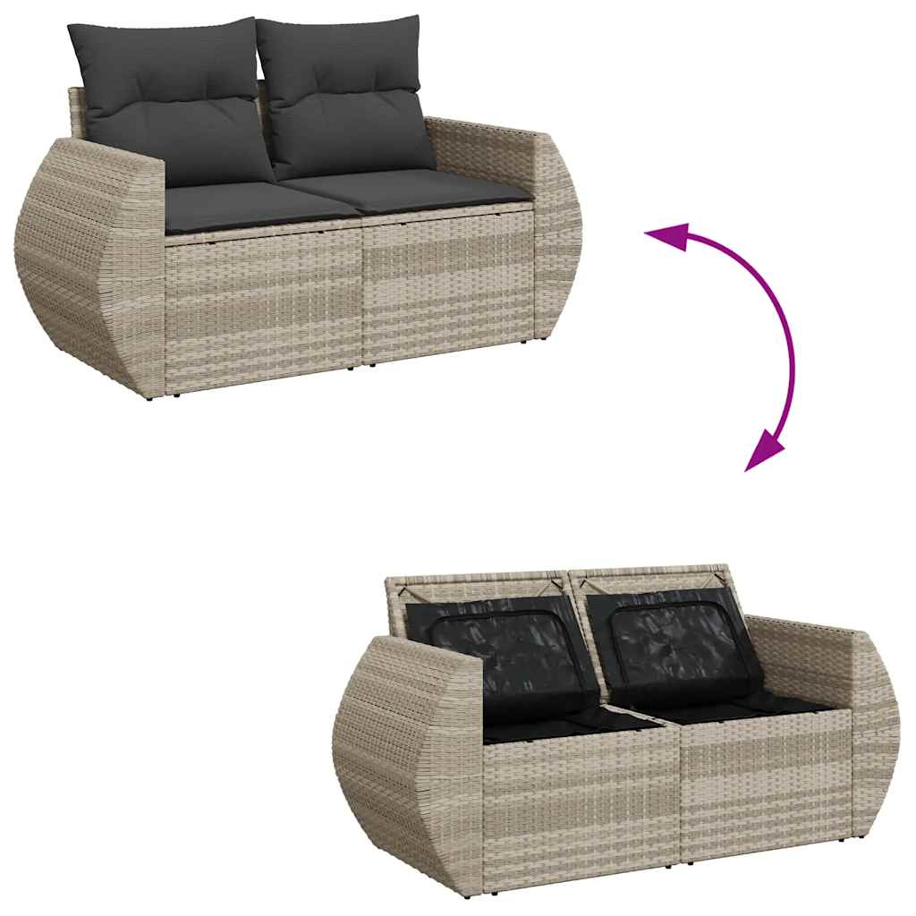 Set Divano da Giardino 6pz con Cuscini Grigio Chiaro Polyrattan - homemem39