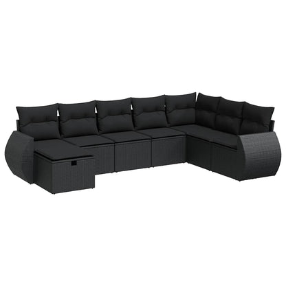 Set Divani da Giardino con Cuscini 8 pz Nero in Polyrattan | homemem39