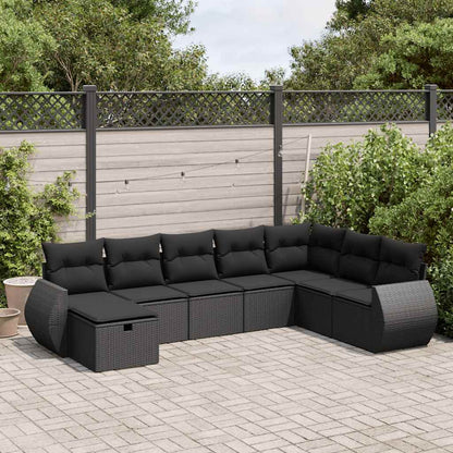 Set Divani da Giardino con Cuscini 8 pz Nero in Polyrattan | homemem39
