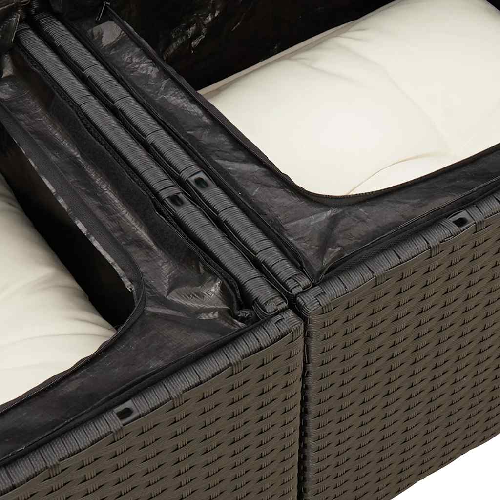 Set Divani da Giardino 4 pz con Cuscini Nero in Polyrattan | homemem39
