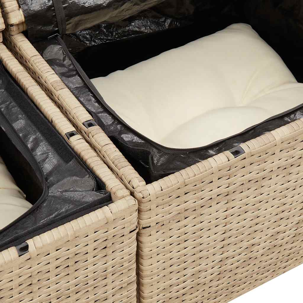 Set Divano da Giardino 4 pz con Cuscini Beige in Polyrattan - homemem39