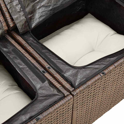 Set Divano da Giardino 4 pz con Cuscini Marrone in Polyrattan - homemem39