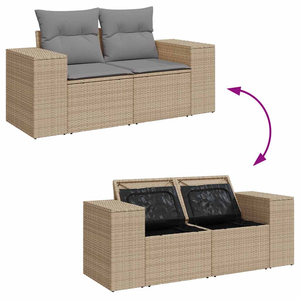 Set Divano da Giardino 5 pz con Cuscini Beige in Polyrattan - homemem39
