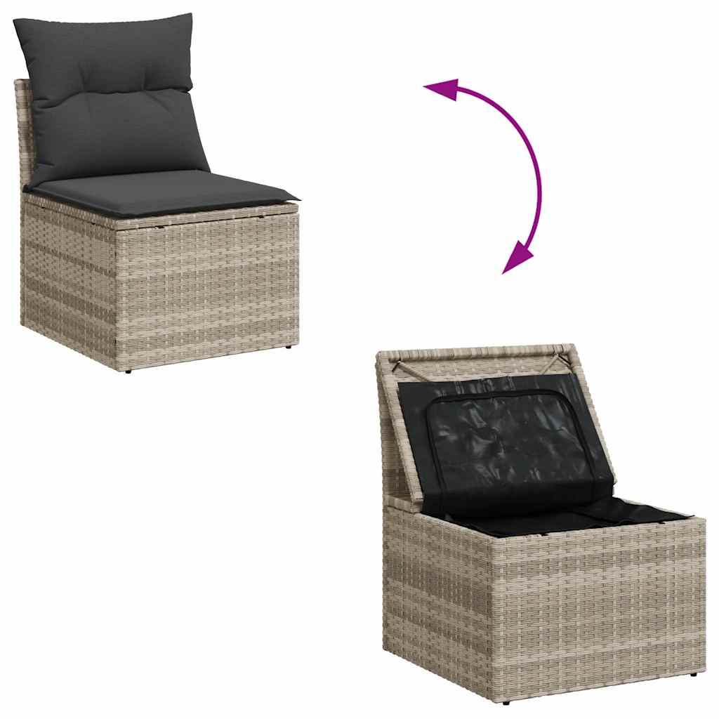 Set Divano da Giardino 5pz con Cuscini Grigio Chiaro Polyrattan - homemem39