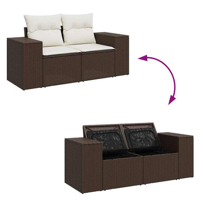 Set Divano da Giardino 5 pz con Cuscini Marrone in Polyrattan - homemem39