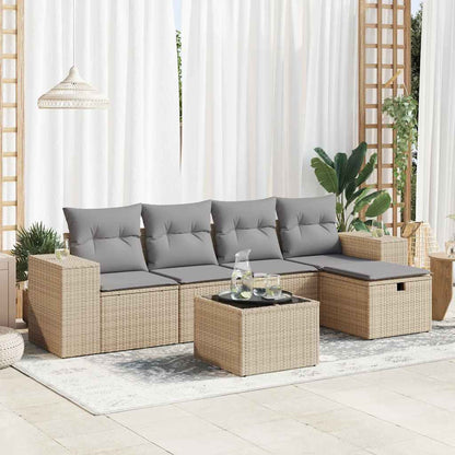 Set Divano da Giardino 6 pz con Cuscini Beige in Polyrattan - homemem39