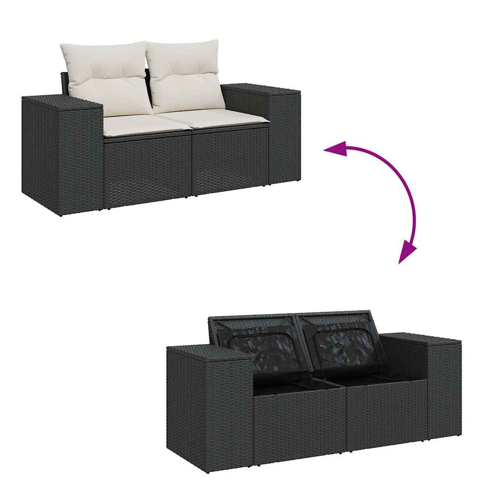 Set Divano da Giardino 6 pz con Cuscini Nero in Polyrattan | homemem39