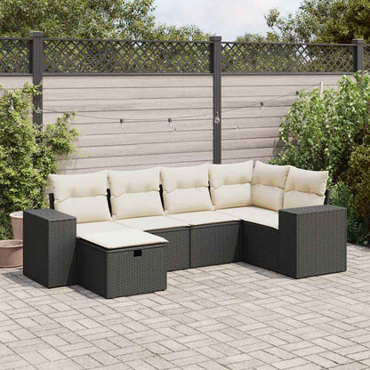 Set Divano da Giardino 6 pz con Cuscini Nero in Polyrattan - homemem39