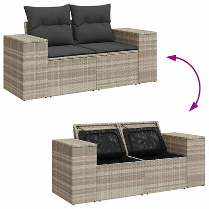 Set Divano da Giardino 6pz con Cuscini Grigio Chiaro Polyrattan - homemem39