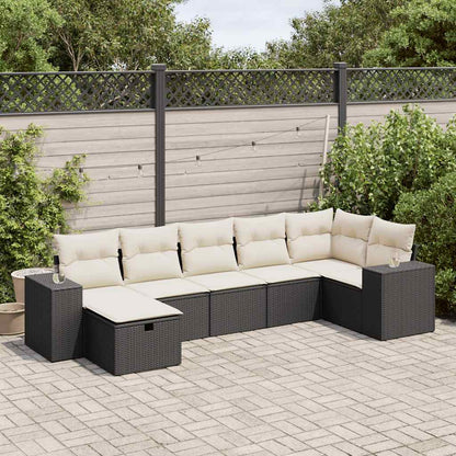 Set Divani da Giardino con Cuscini 7pz Nero Polyrattan | homemem39