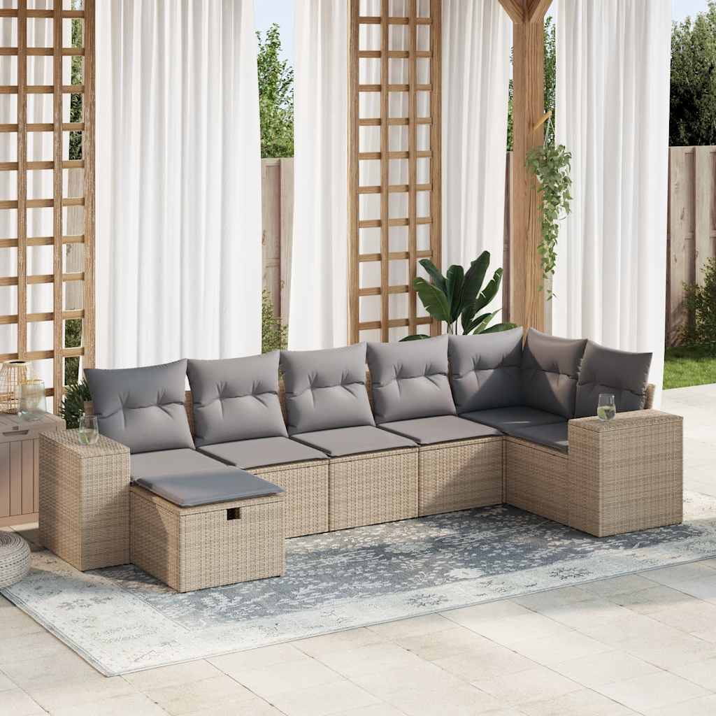 Set Divani da Giardino 7 pz con Cuscini in Polyrattan