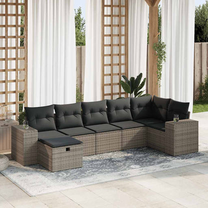 Set Divani da Giardino 7 pz con Cuscini in Polyrattan