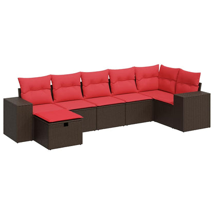 Set Divani da Giardino 7 pz con Cuscini Marrone in Polyrattan | homemem39