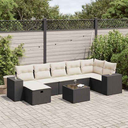 Set Divani da Giardino con Cuscini 8 pz Nero in Polyrattan | homemem39