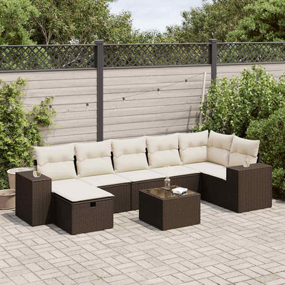 Set Divani da Giardino 8 pz con Cuscini Marrone in Polyrattan - homemem39