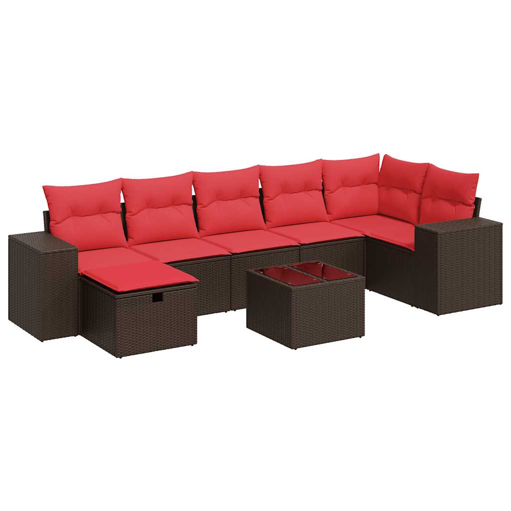 Set Divani da Giardino 8 pz con Cuscini Marrone in Polyrattan | homemem39