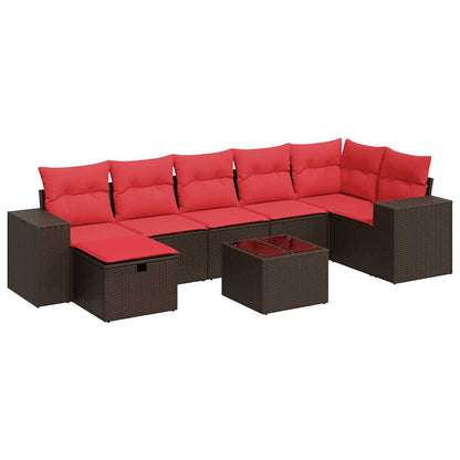 Set Divani da Giardino 8 pz con Cuscini Marrone in Polyrattan | homemem39