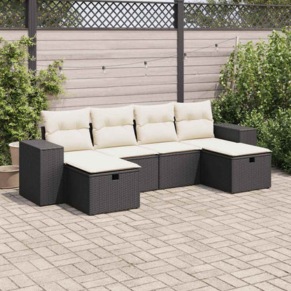 Set Divano da Giardino 6 pz con Cuscini Nero in Polyrattan | homemem39