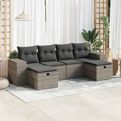 Set Divano da Giardino 6 pz con Cuscini Grigio in Polyrattan | homemem39