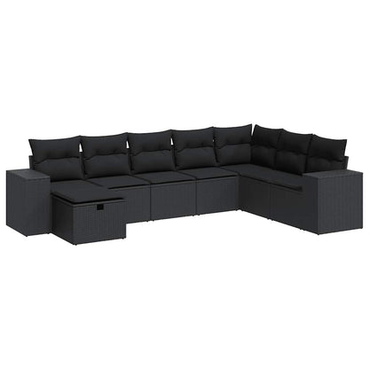 Set Divani da Giardino con Cuscini 8 pz Nero in Polyrattan | homemem39
