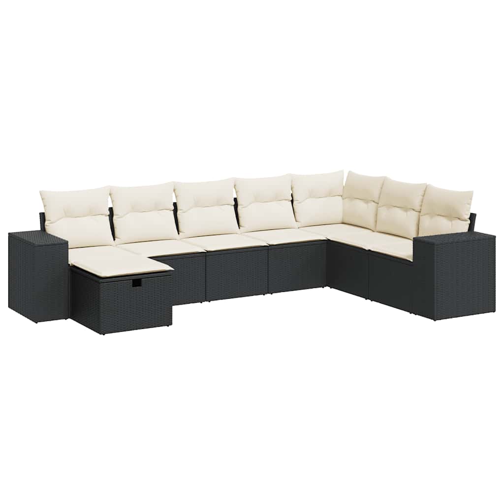 Set Divani da Giardino con Cuscini 8 pz Nero in Polyrattan | homemem39