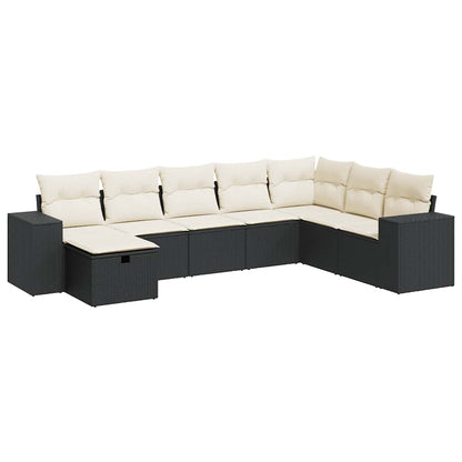 Set Divani da Giardino con Cuscini 8 pz Nero in Polyrattan | homemem39