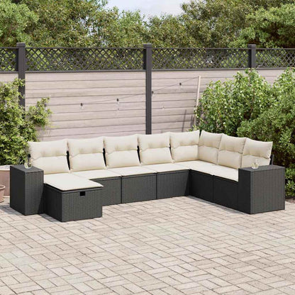 Set Divani da Giardino con Cuscini 8 pz Nero in Polyrattan | homemem39