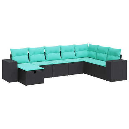 Set Divani da Giardino con Cuscini 8 pz Nero in Polyrattan | homemem39