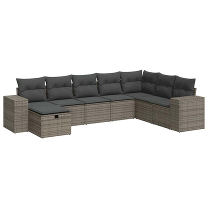 Set Divano da Giardino 8 pz con Cuscini Grigio in Polyrattan | homemem39