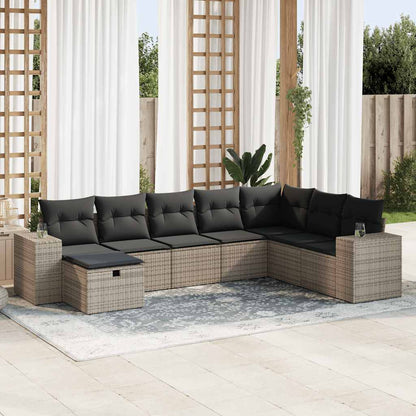 Set Divano da Giardino 8 pz con Cuscini Grigio in Polyrattan | homemem39