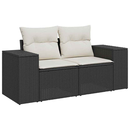 Set Divani da Giardino 9 pz con Cuscini Nero in Polyrattan | homemem39