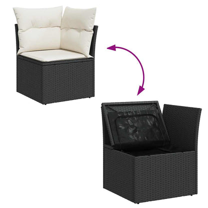 Set Divano da Giardino 6 pz con Cuscini Nero in Polyrattan | homemem39