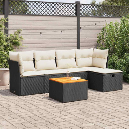 Set Divano da Giardino 6 pz con Cuscini Nero in Polyrattan | homemem39