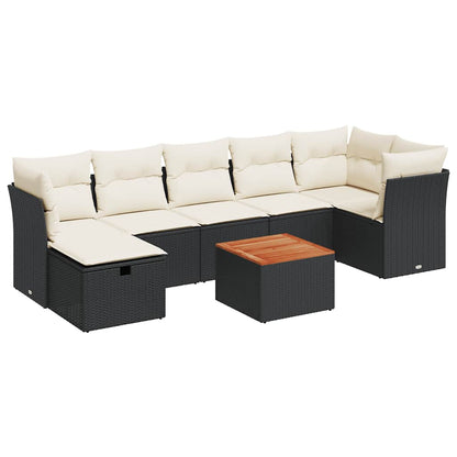 Set Divani da Giardino con Cuscini 8 pz Nero in Polyrattan | homemem39