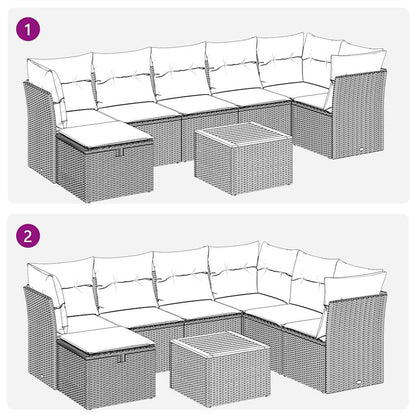 Set Divani da Giardino con Cuscini 8 pz Nero in Polyrattan | homemem39