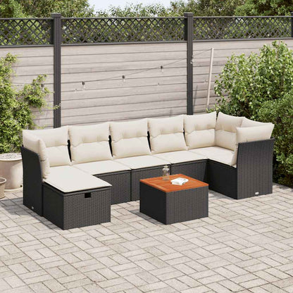 Set Divani da Giardino con Cuscini 8 pz Nero in Polyrattan | homemem39