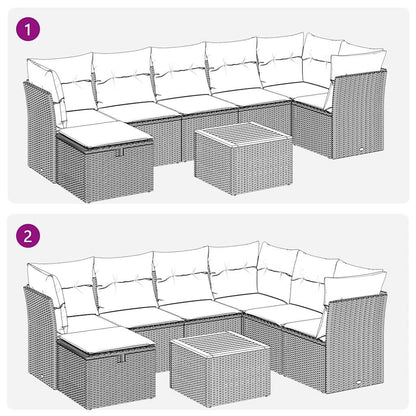 Set Divano da Giardino 8 pz con Cuscini Grigio in Polyrattan | homemem39
