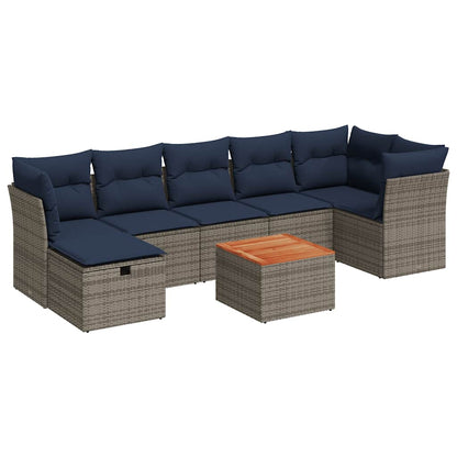Set Divano da Giardino 8 pz con Cuscini Grigio in Polyrattan | homemem39