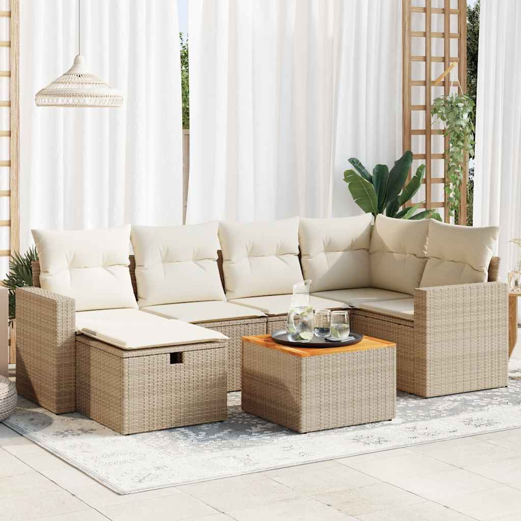 Set Divani da Giardino 7 pz con Cuscini in Polyrattan