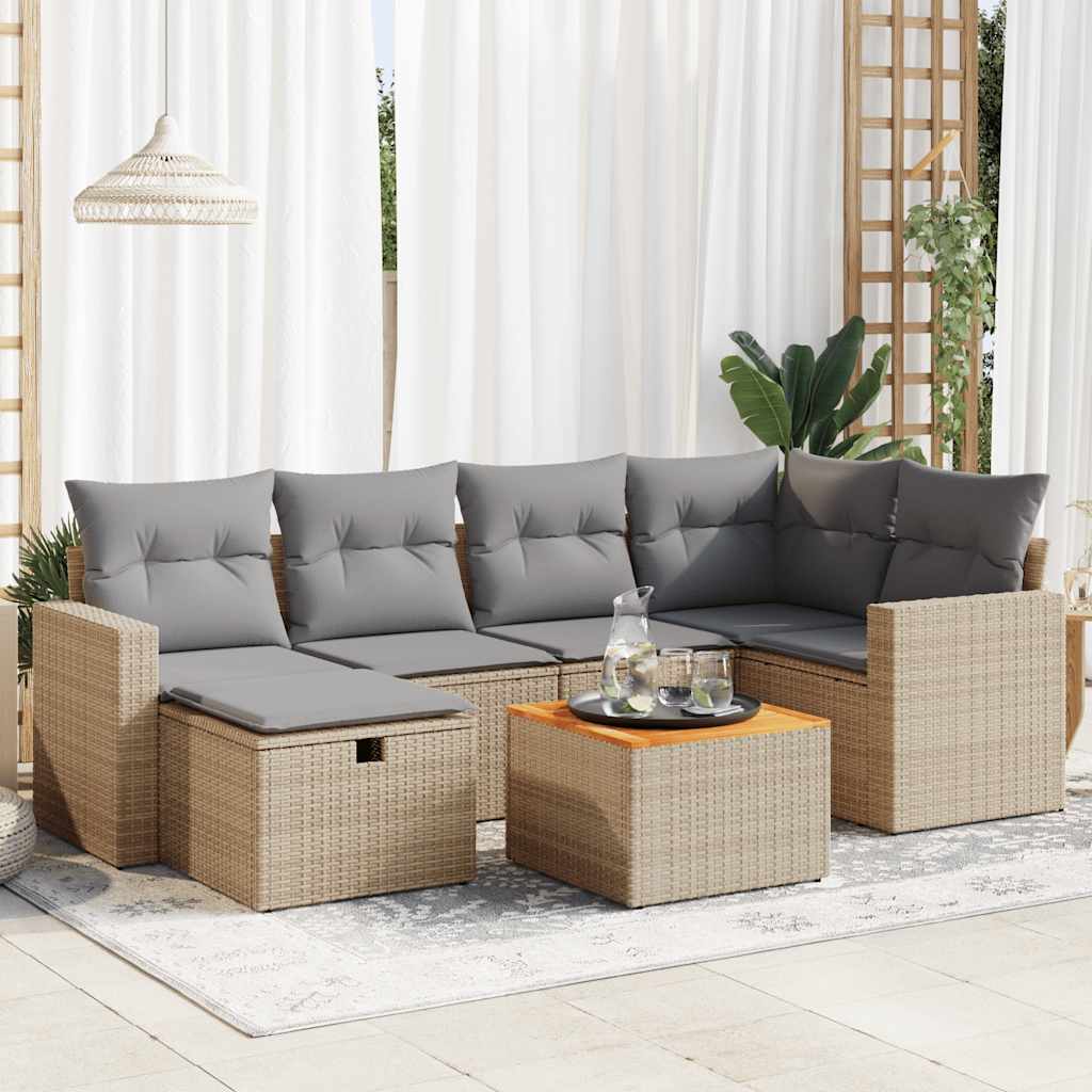 Set Divani da Giardino 7 pz con Cuscini in Polyrattan